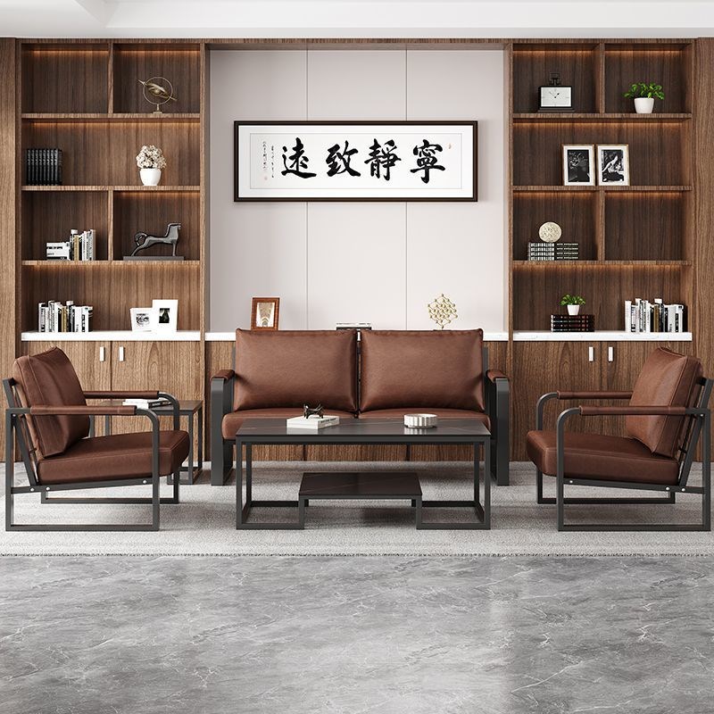 工业风办公室沙发单三人位小户型休息区接待会客沙发茶几