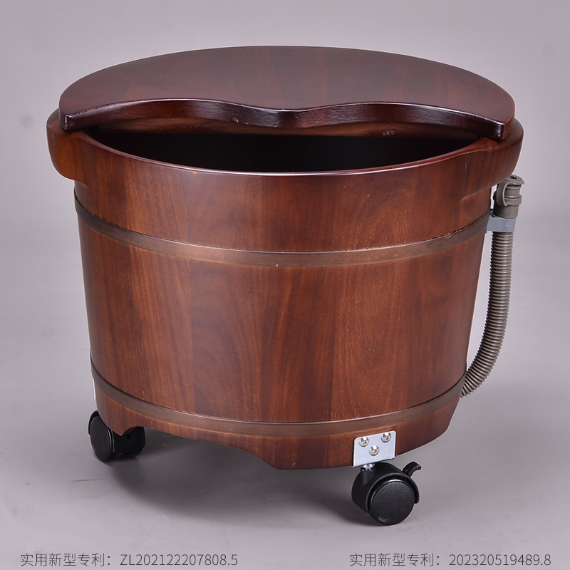 花梨木泡脚桶木桶过小腿家用足浴洗脚木盆木质盆带盖按摩高深桶
