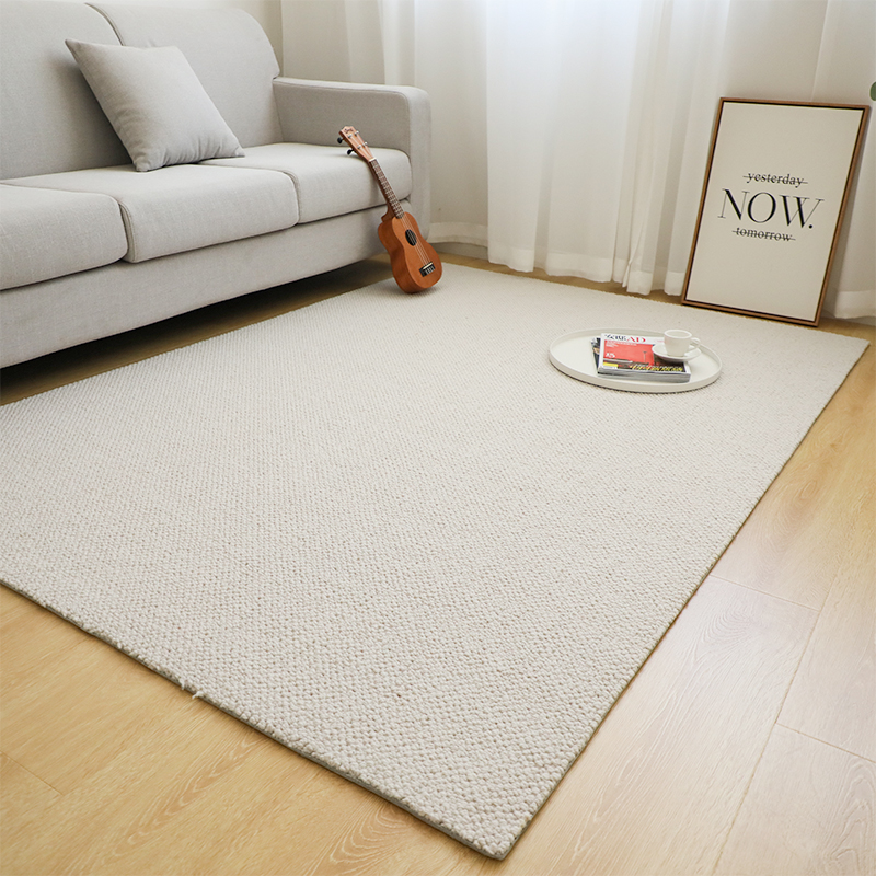 久忆纯色羊毛地毯客厅茶几地垫侘寂风书房卧室床边毯定制
