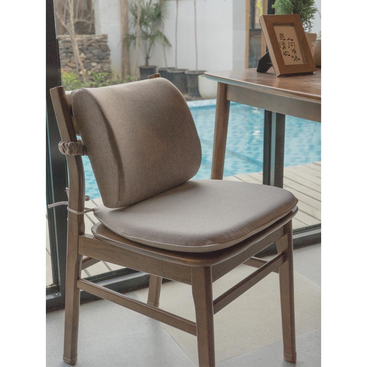 高品质记忆棉可拆洗椅坐垫简约纯色餐椅垫马蹄形棉麻日式中式座垫