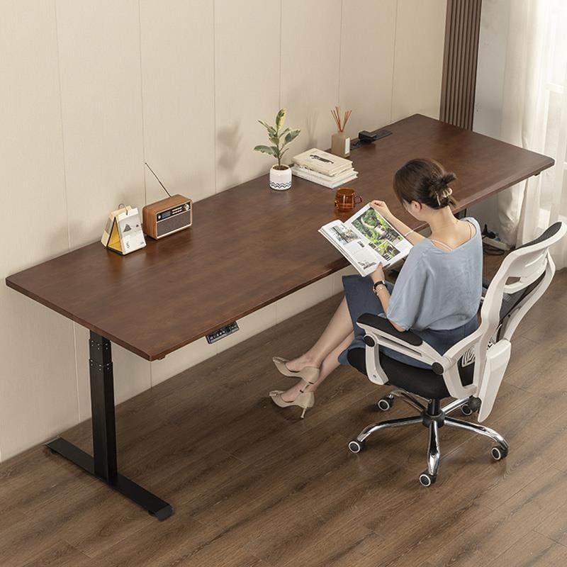 实木电动升降电脑书桌长北美黑胡桃木办公家用客厅工作台桌子定制