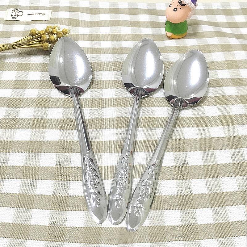 2勺子不锈钢小勺子西瓜勺茶匙家用汤匙勺食堂饭匙学生饭厅