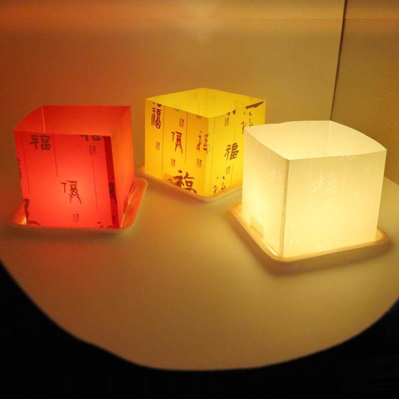 方形河灯正方形水上灯笼复活节春节复古河灯花灯水上漂流船许愿灯