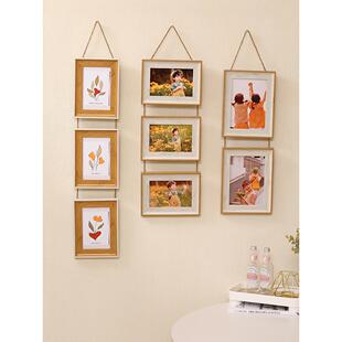 创意简约相框+挂墙照片5 6 7寸复古免打孔钉二连框三联框组合摆台