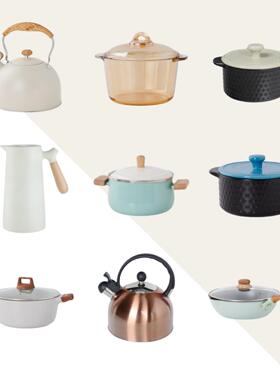 样板间厨房锅具摆件橱柜展厅软装搭配饰品组合响水壶煎锅汤锅套装