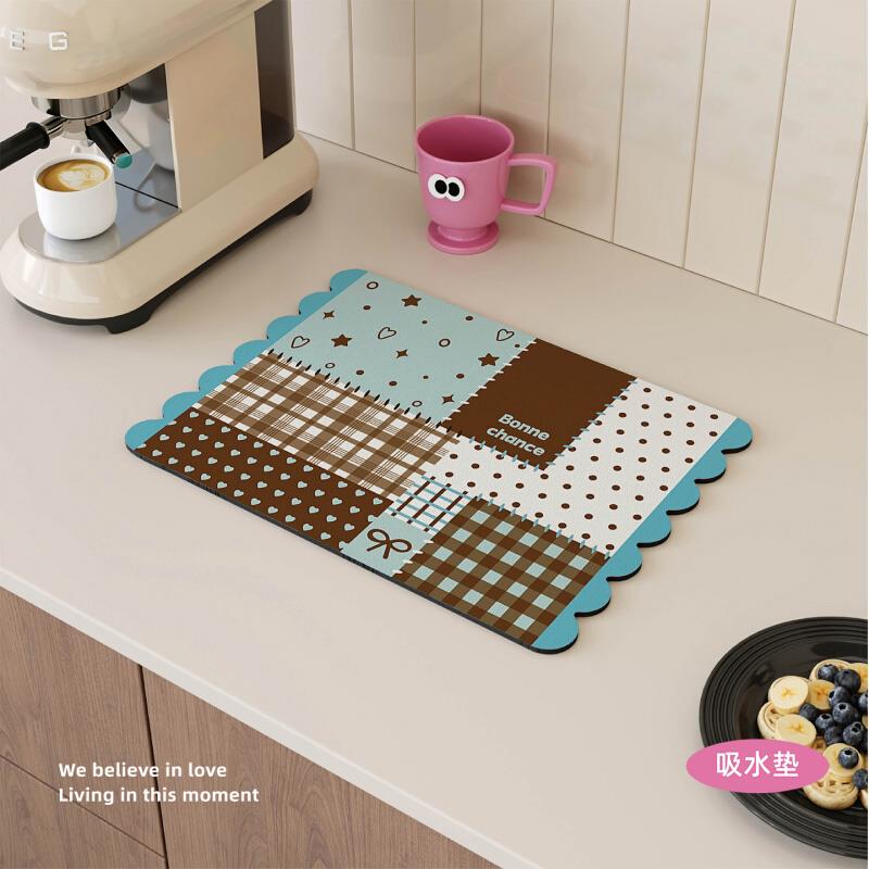 法式复古拼布西餐垫皮革吸水吸油防烫免洗高级感隔热桌垫小块杯垫