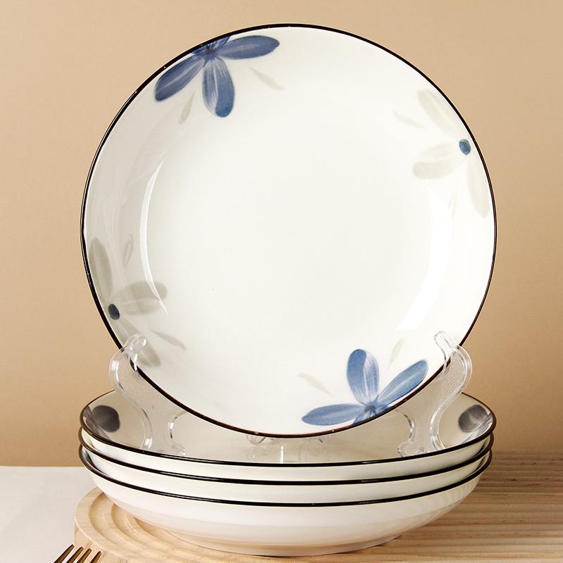 家用陶瓷盘子盘子菜碟蓝色创意时尚网红2025年新款加厚深盘可微波