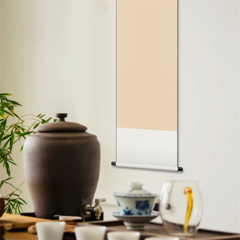 经典中式全绫布空白卷轴软笔书法创作纸客厅玄关书房装饰免裱挂轴