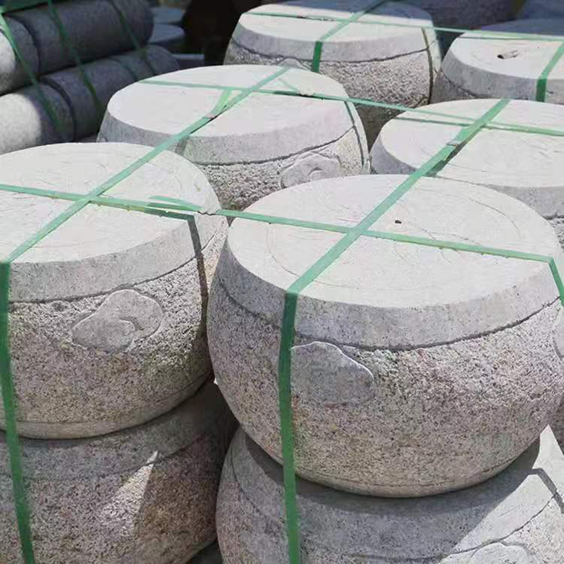 花岗岩石鼓大理石路障石墩子五莲花红车挡学校小区车挡石天然石材