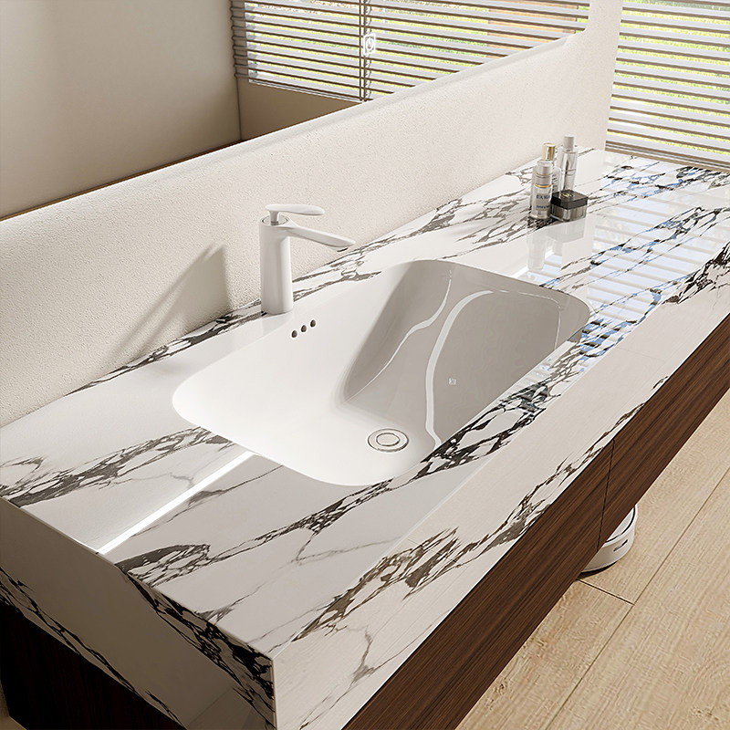 酒店风浴室柜岩板一体盆洗手盆中古风洗脸盆柜端定制,家装主材,浴室柜组合,淘宝优惠券,粉丝福利购,淘宝优惠卷
