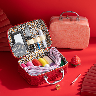 手缝针线盒大容量高端结婚陪嫁用阵线包缝衣缝补缝纫活工具装箱