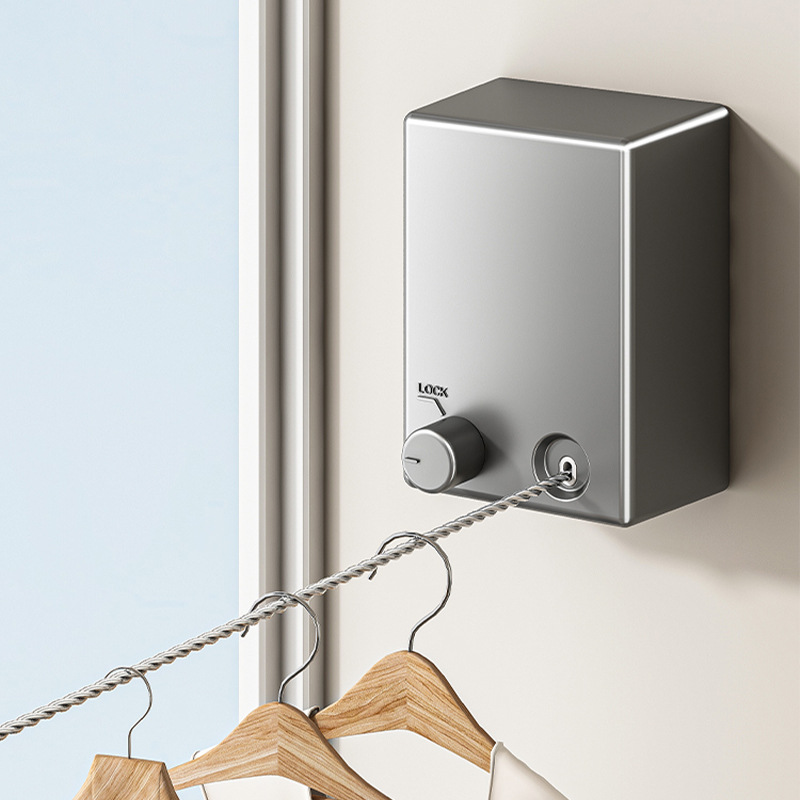 隐形晾衣绳室内免打孔晾衣架伸缩晒衣神器钢丝阳台化妆室收缩抽拉