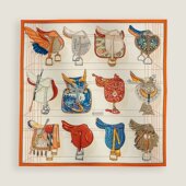 鞍上世界爱马女仕H家90cm方巾斜纹100%桑蚕丝真丝围巾裱画礼盒