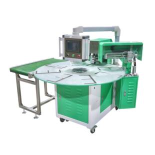 八工位鞋业鞋舌布袋热熔烫标机自动吸标烫标收料圆盘转印机热压