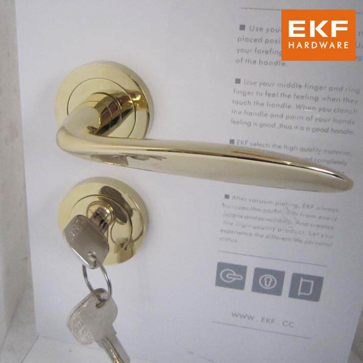 德国E亮KF门锁代简约室内卧房Z9-5123室门锁金色分体执手现木门锁