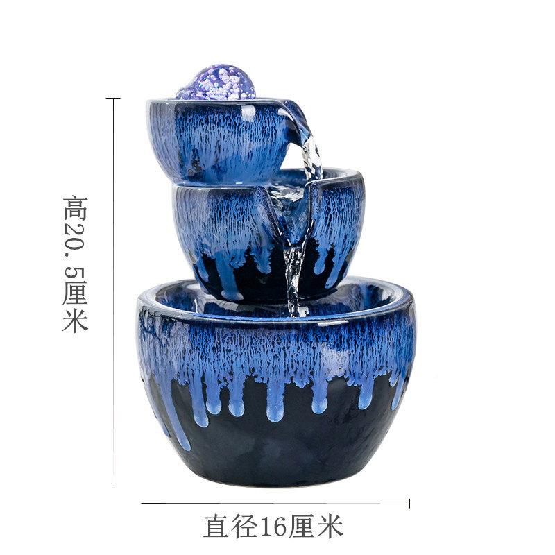 陶瓷关流水喷泉ATI假山风水轮球生财办公室茶财桌客招厅玄装饰摆
