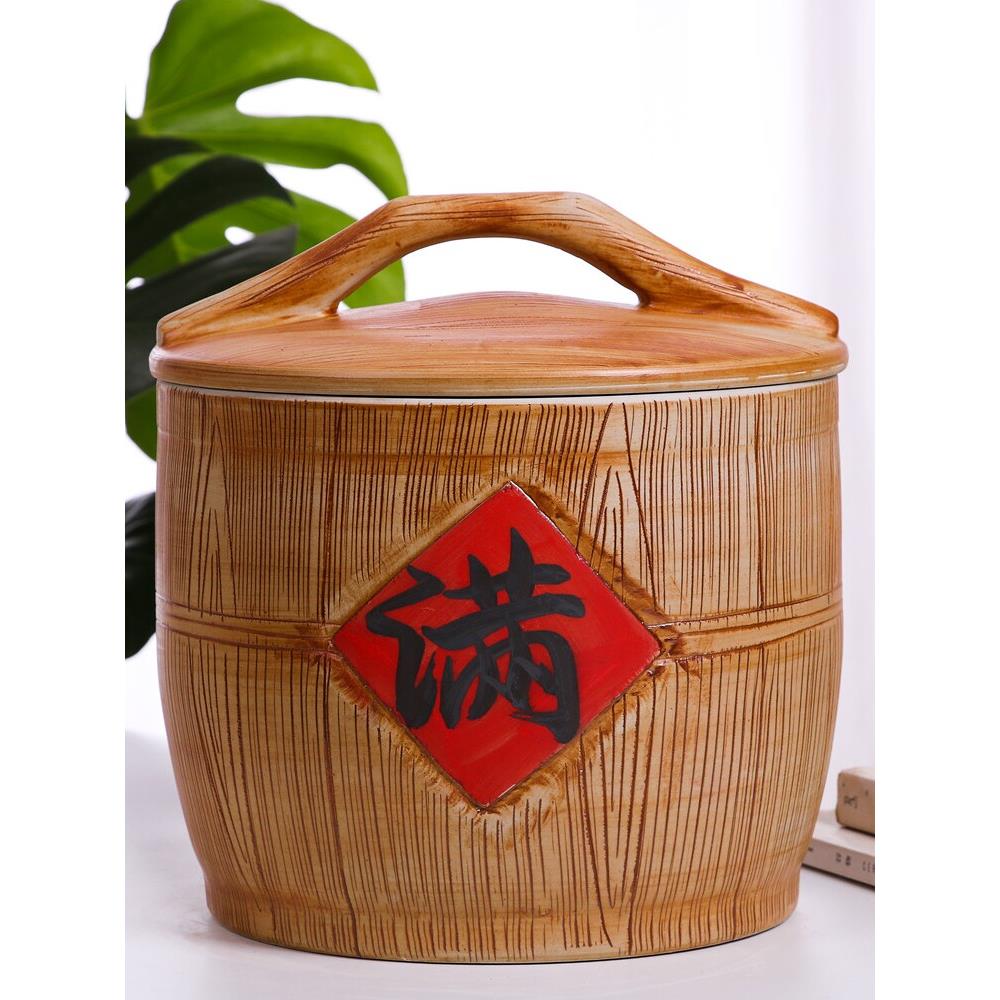 景德镇米缸米桶陶密封罐带盖家用2瓷0 器3装0QKZ 50斤防虫防潮储