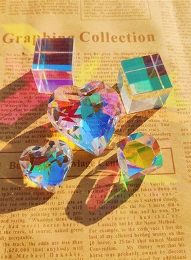 太阳捕手棱光镜晶体之立方体阳光七彩折射阳光桌面摆件女生日礼物