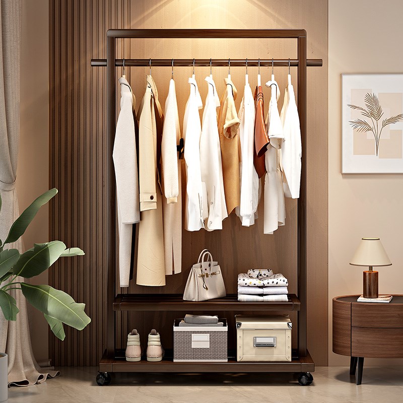 衣架家用挂衣架卧室网红2024新款衣帽架落地实木房间挂衣服的架子