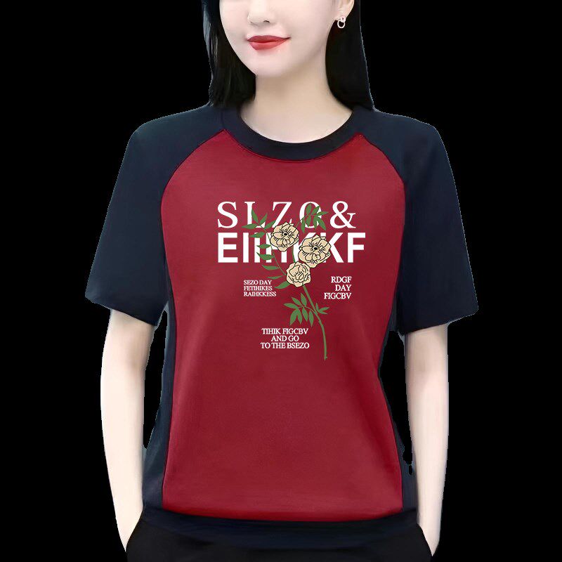 短袖上衣t桖衫纯棉2024年夏天新款女装时尚中年妈妈宽松大码T恤衫