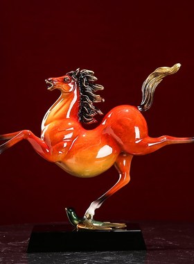 黄铜马摆件马踏飞燕骏马客厅电视柜玄关书房酒柜装饰开业乔迁送礼