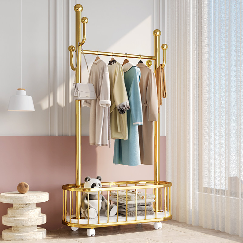 衣架落地家用挂衣架轻奢晾衣架卧室角落衣帽架网红可移动置物架
