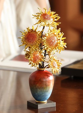 朱炳仁铜 燃烧的向日葵文创版家居玄关装饰电视柜桌面艺术摆件