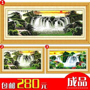 2021年新款绣十字绣旭日东升成品机绣好的出售客厅新品山水画风景