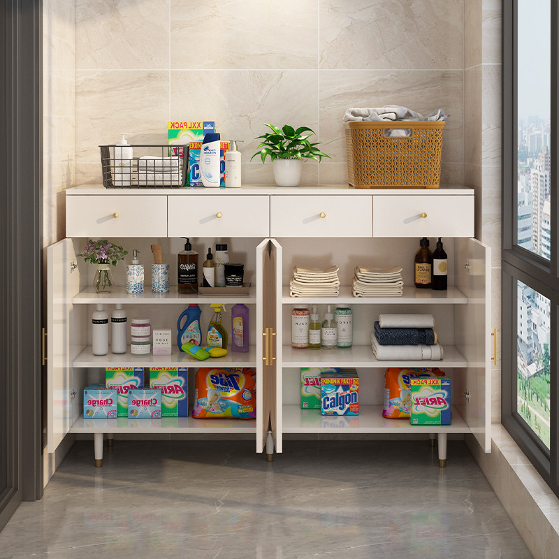 阳台储物柜带抽屉收纳柜防晒防水矮柜落地柜定制隔板活动柜子鞋柜