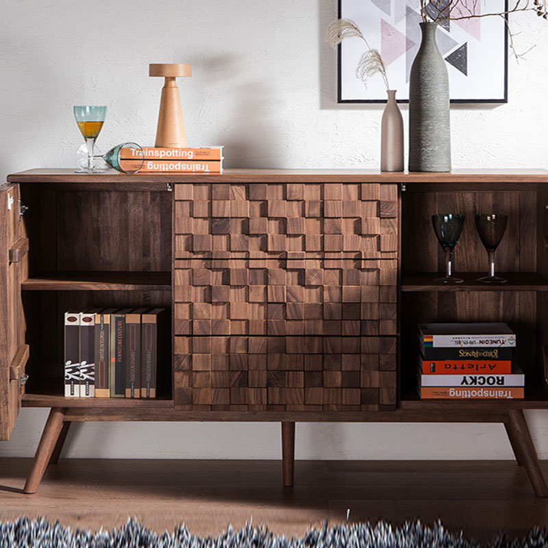 侘寂风黑胡桃玄关柜意式餐边柜创意沙发边柜窗前储物收纳柜走廊柜