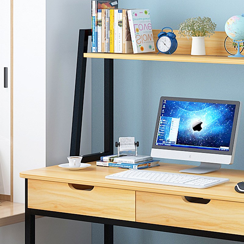 简易书桌组合电脑桌台式家用多功能写字台办公桌金属支架书架