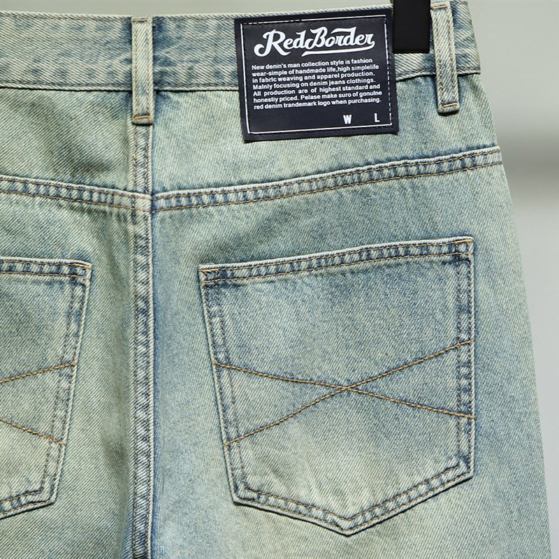 布冷布热 浅蓝色小怀旧宽松大直筒牛仔裤男阔腿休闲无弹薄款长裤