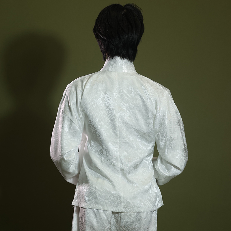 惜物国风 汉服中衣中裤内搭里衣可搭配道袍圆领袍男女暗纹白色