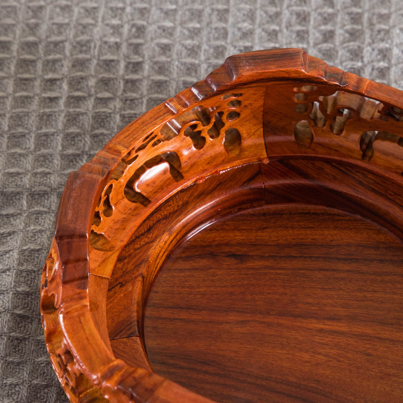 酸枝木黑檀木实木镂雕底座花瓶花盆佛像工艺品摆件玉石雕木质托架