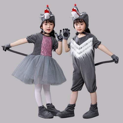 儿童大灰狼演出服幼儿园狼来了狼和小羊表演服动物服大灰狼卡通服