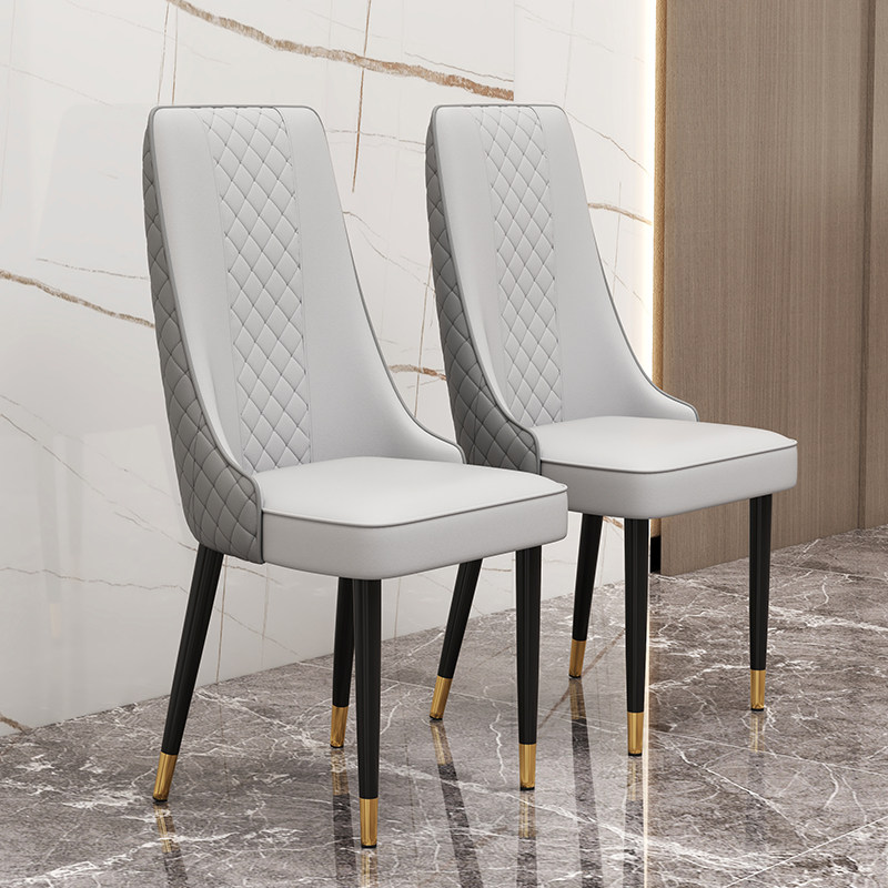 轻奢高靠背餐椅家用餐厅椅子饭店包厢宴会皮革简约铁艺酒店餐桌椅