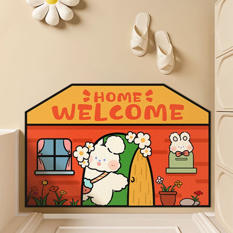 入户门地垫丝圈卡通家用门垫进地毯门口进门防滑耐脏可裁剪脚垫子