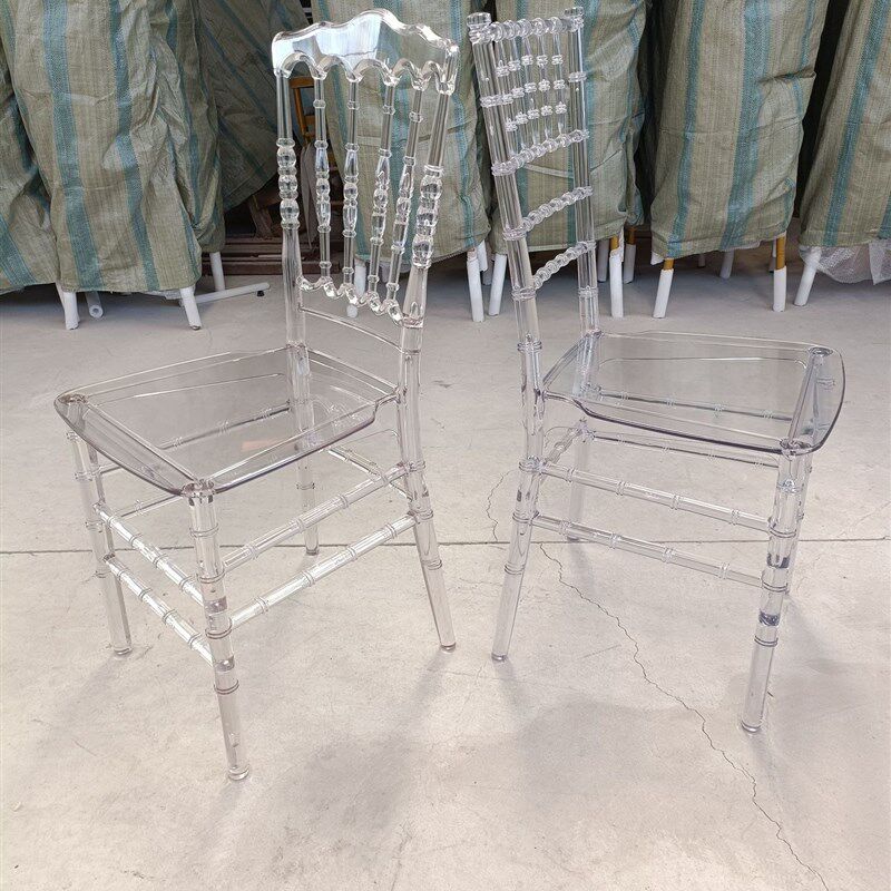工厂婚庆竹节椅PC亚克力椅子透明水晶椅酒店宴会塑料靠背椅