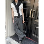 男夏季 裤 新款 设计感西装 子 直筒宽松休闲阔腿裤 CMF垂坠感灰色西裤