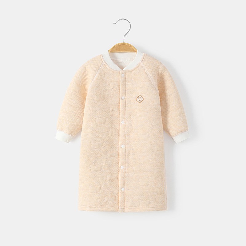 宝宝睡袍秋冬季婴儿睡衣纯棉保暖夹棉儿童睡裙男女童防踢被连体衣