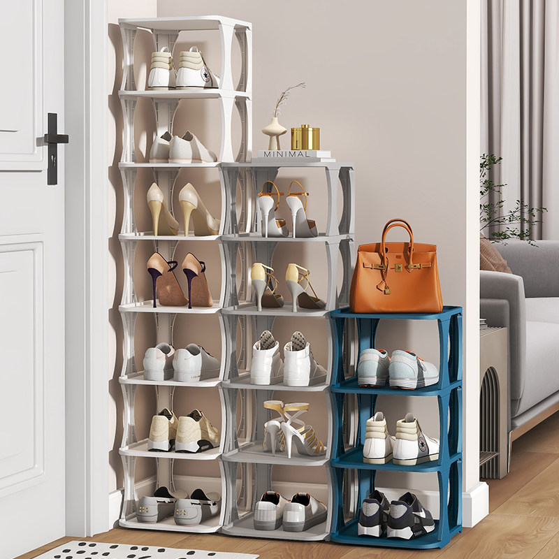 简易家用门口鞋架子摺叠收纳神器宿舍窄小型入门多层隔板墙角鞋柜