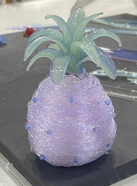 烧制玻璃菠萝圣诞树拉丝琉璃桌面客厅卧室居家装饰摆件成品彩玻璃