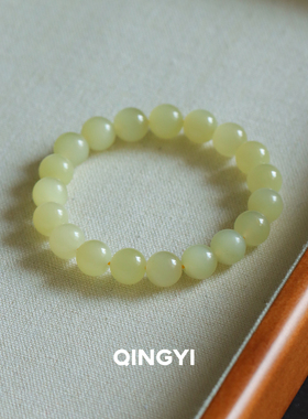 若羌冰透和田玉黄玉手串10mm女款