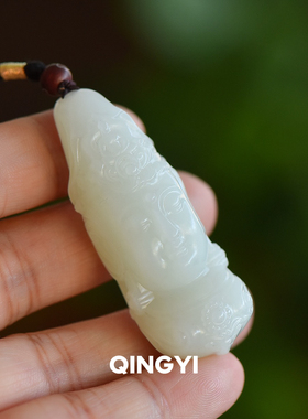 天然新疆和田玉羊脂白玉观音吊坠男女款玉石挂件玉坠送朋友礼物