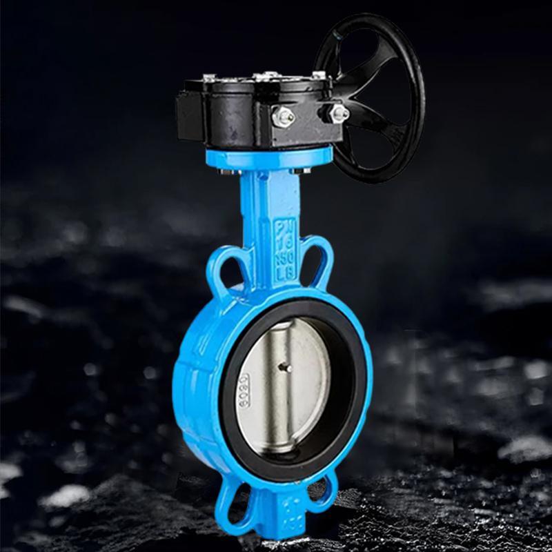 涡轮对夹蝶阀 D371X-16Q/C柄铸铁阀门涡0轮手阀DN65 蝶80 10方桥