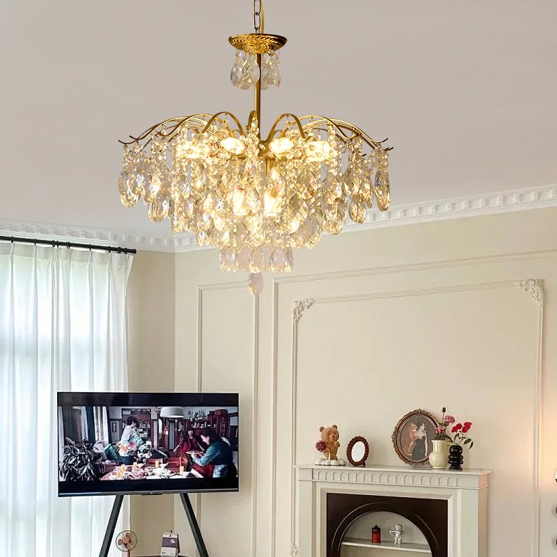 飞朵客厅灯式轻奢浪漫水晶吊灯创意法复个性古别墅SNJ气卧大室餐
