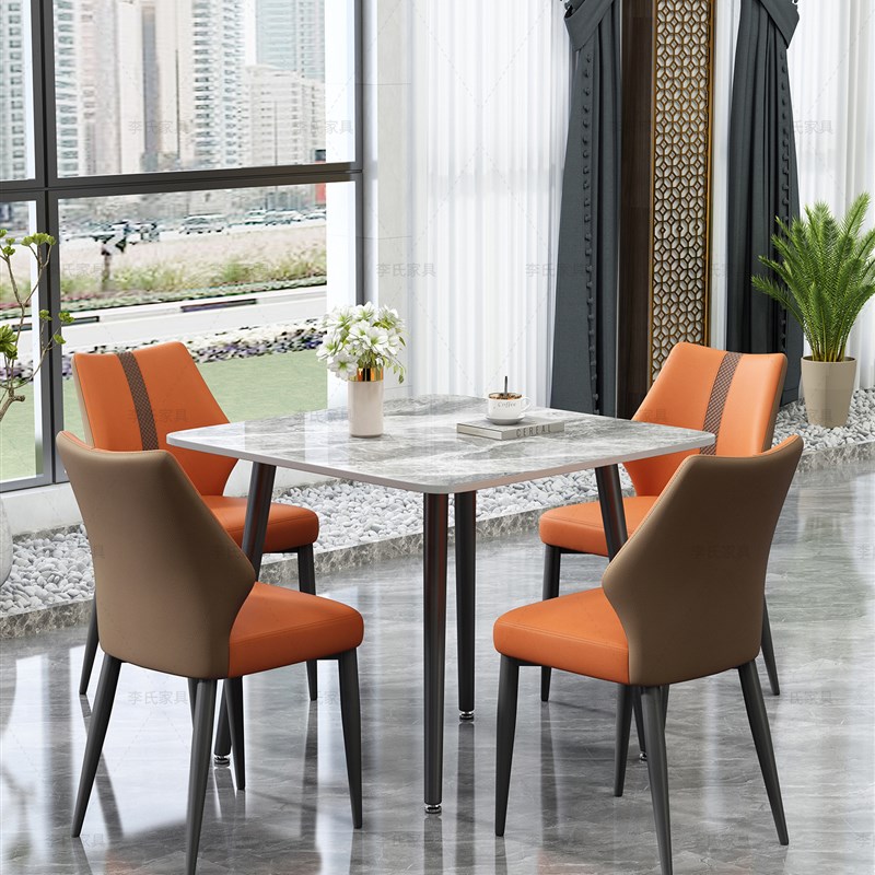 轻奢酒店售楼处接待桌椅组合简约小户型I岩板餐桌家用饭桌阳台方