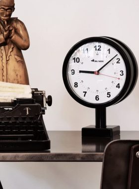 稻谷藏库DULTON双面挂钟 简约创意时钟拐角挂钟客厅摆放双面钟表