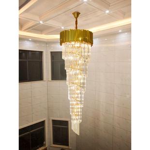 楼梯吊灯复式 楼梯间长吊灯现代轻奢别墅楼中楼客厅水晶大吊灯