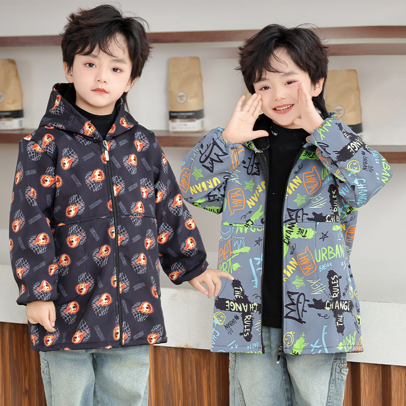 儿童罩衣防水羽绒服外套防脏吃饭幼儿园宝宝围裙加绒加厚秋冬新款